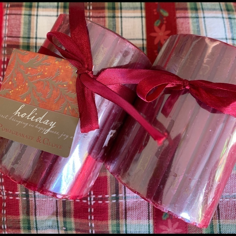 Pillar Candles Burgundy Pomegranate Clove Scented